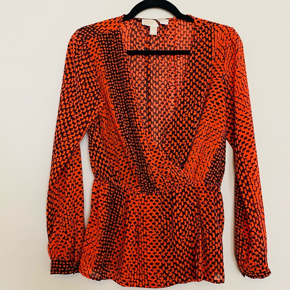 Long Sleeve Cinched Waist Michael Kors Blouse
